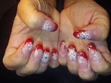 Red Glitter with White Snowflakes