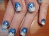 Blue and white faded glitter snowflakes