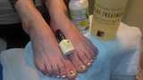 Spa pedicure and treatment for foot, she