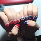 Red And Blue Studded Nail Art