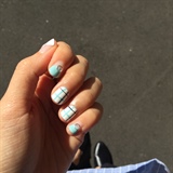 Blue And White Studded Nail Design