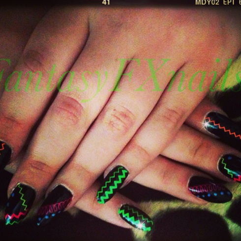 Neon Black Party Nails