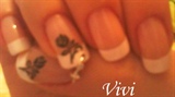 French manicure + nail dangle