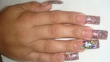Flower Glitter Nails