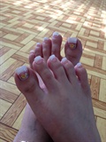 Simple French Pedicure with flower