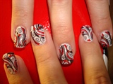 Swirls in red and black