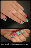 Mint green and purple
