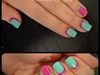 Mint green and purple