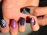 galaxy nails with abstract art