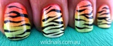 Fluro Ombre Zebra Print Nails