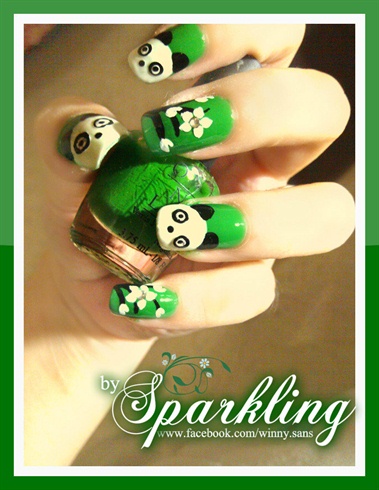 My Lovely Green Panda Nail 