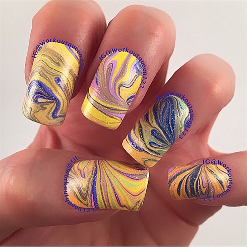 Rainbow with water marble