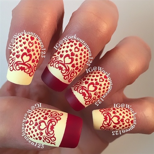 Frech mani with Hearts