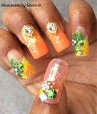 Colorful Spring daffodil fields nail