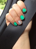Green/teal Glitter Nails!