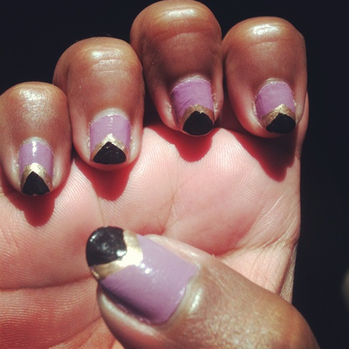Lilac, Gold and Black Nail