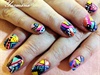 80s inspired colorful handpainted nails