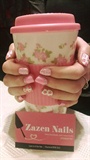 Pink and White Floral nails