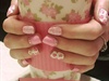 Pink and White Floral nails