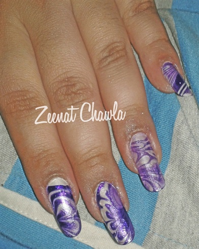 water marbling white and purple design