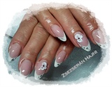 french gel with acrylic flowers